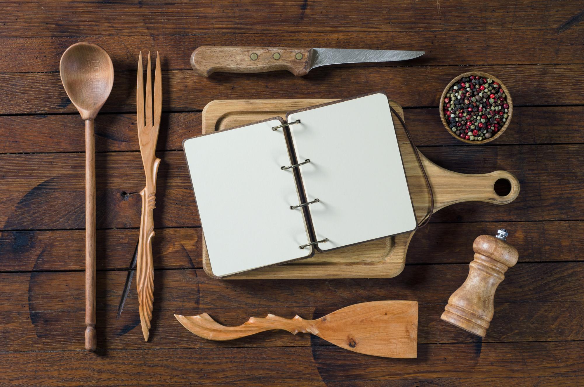 Editorial layout of recipe notes and tools on paper-like cards